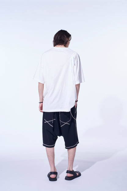 SOFT JERSEY T-SHIRT WITH GATHERED STRINGS