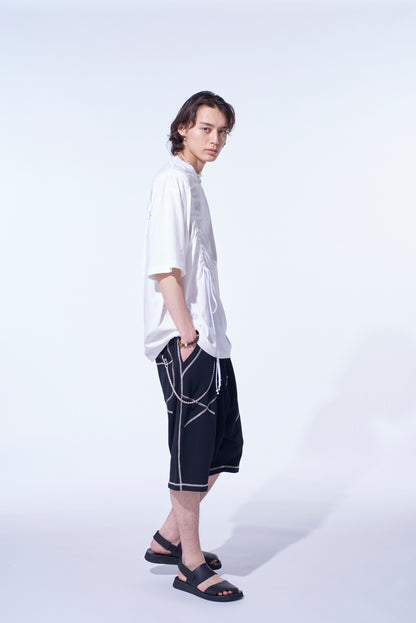 SOFT JERSEY T-SHIRT WITH GATHERED STRINGS