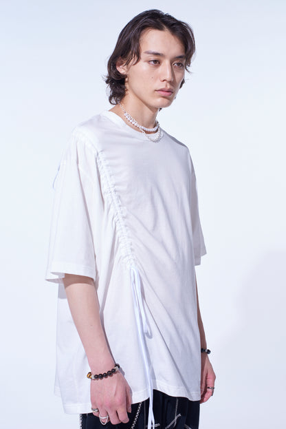 SOFT JERSEY T-SHIRT WITH GATHERED STRINGS