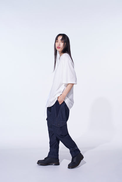 SOFT JERSEY T-SHIRT WITH GATHERED STRINGS
