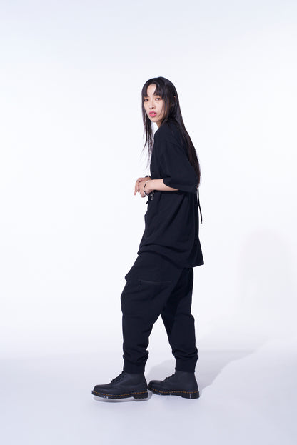 SOFT JERSEY T-SHIRT WITH GATHERED STRINGS