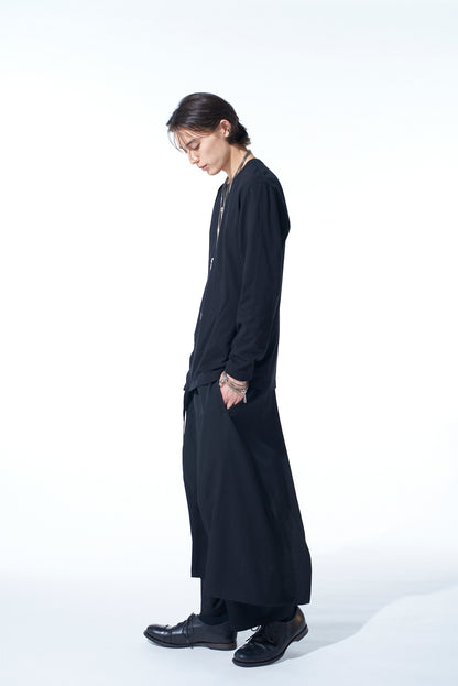 COTTON JERSEY+CRAPE de CHINE ASYMMETRICAL L/S T-SHIRT