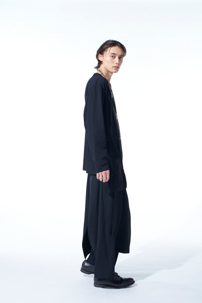 COTTON JERSEY+CRAPE de CHINE ASYMMETRICAL L/S T-SHIRT