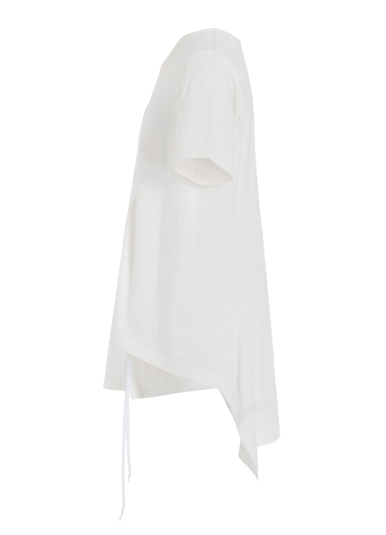 SOFT JERSEY ASYMMETRICAL T-SHIRT WITH GATHERED STRINGS