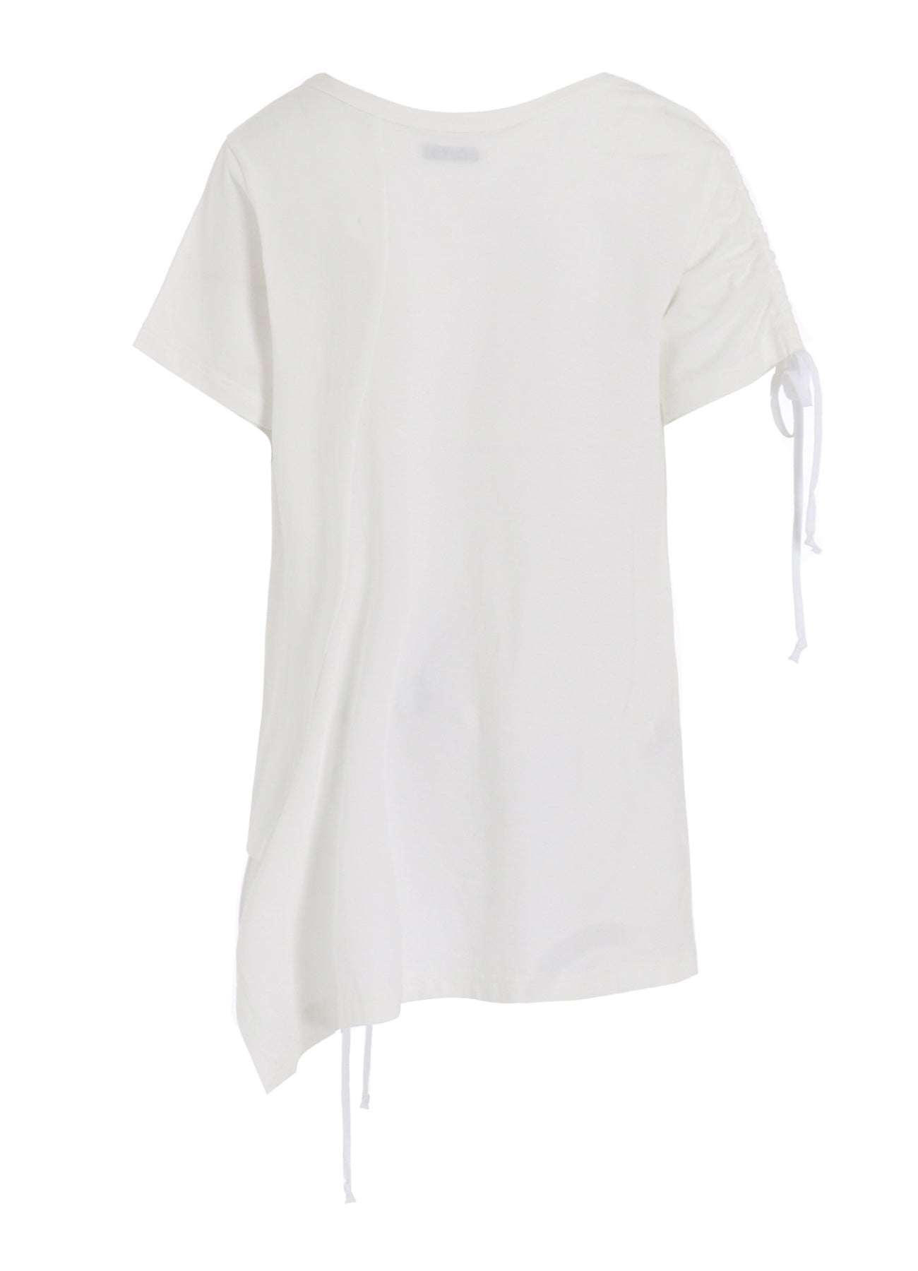 SOFT JERSEY ASYMMETRICAL T-SHIRT WITH GATHERED STRINGS