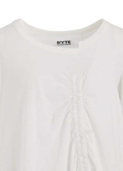 SOFT JERSEY ASYMMETRICAL T-SHIRT WITH GATHERED STRINGS