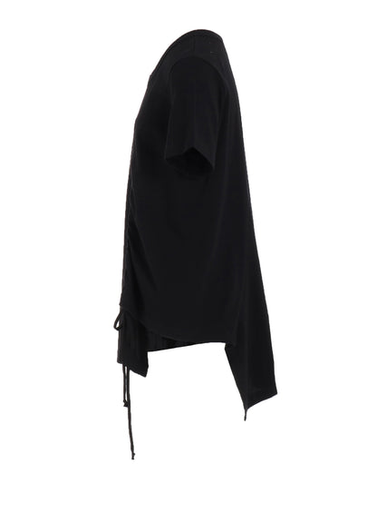 SOFT JERSEY ASYMMETRICAL T-SHIRT WITH GATHERED STRINGS