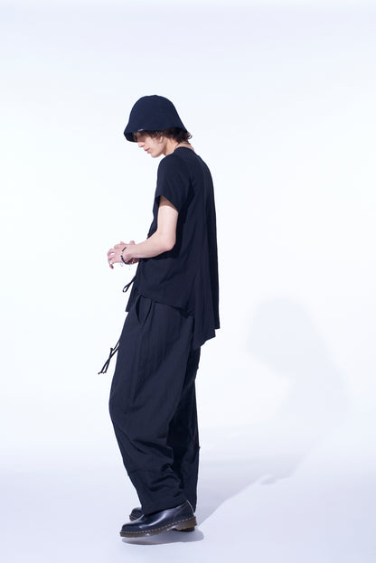 SOFT JERSEY ASYMMETRICAL T-SHIRT WITH GATHERED STRINGS