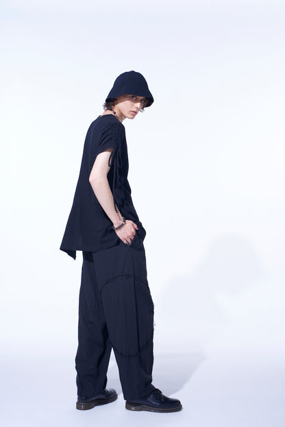 SOFT JERSEY ASYMMETRICAL T-SHIRT WITH GATHERED STRINGS