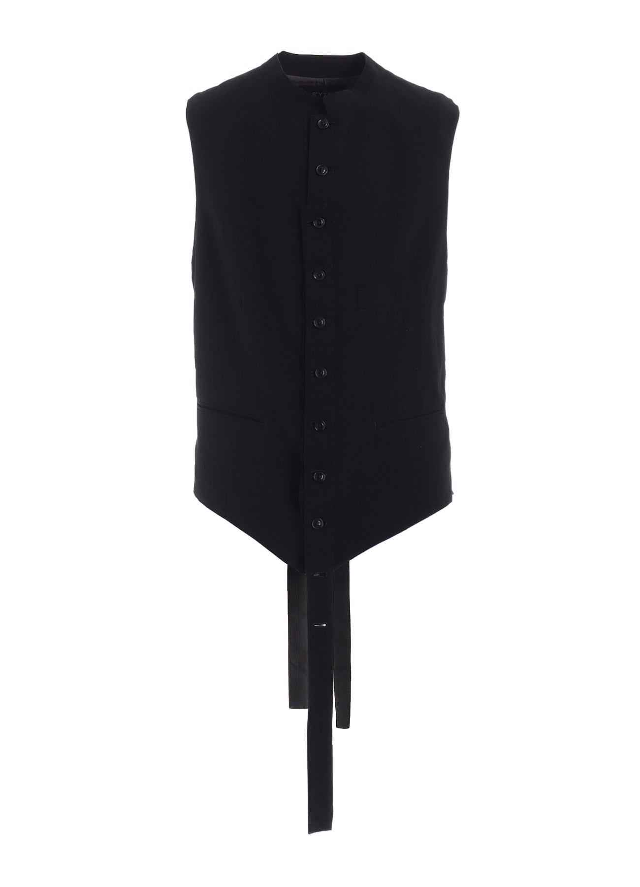 COTTON/LINEN DUNGAREE STAND COLLAR VEST