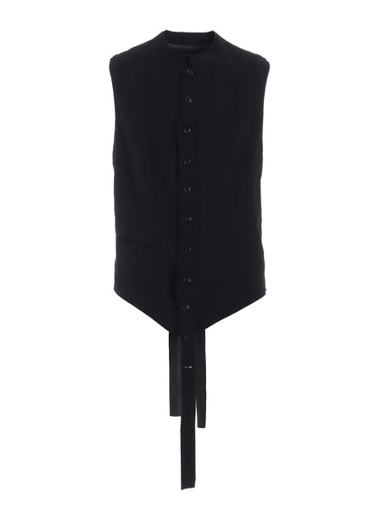 COTTON/LINEN DUNGAREE STAND COLLAR VEST