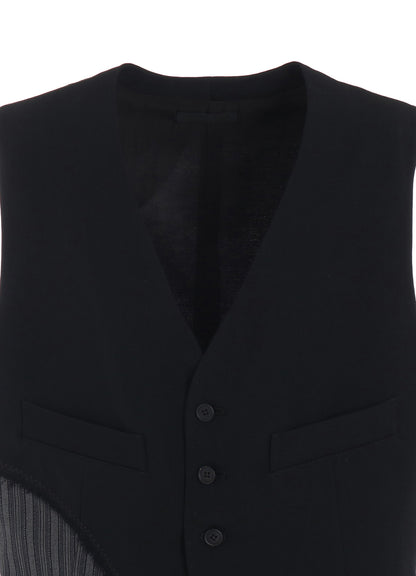 WASHER WOOL GABARDINE CUT-OUT STRIPED VEST