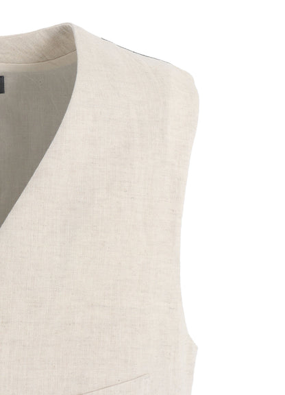 LINEN/COTTON HERRINGBONE ZIGZAG CUT-OUT VEST