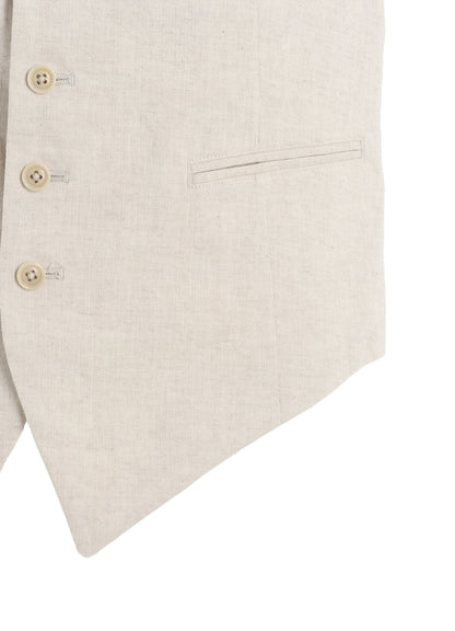 LINEN/COTTON HERRINGBONE ZIGZAG CUT-OUT VEST
