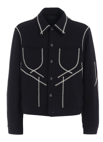 FRENCH TERRY RANDOM STITCH TRUCKER JACKET