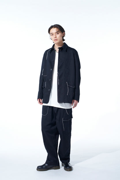COTTON TWILL COLOR STITCHING COVERALLS