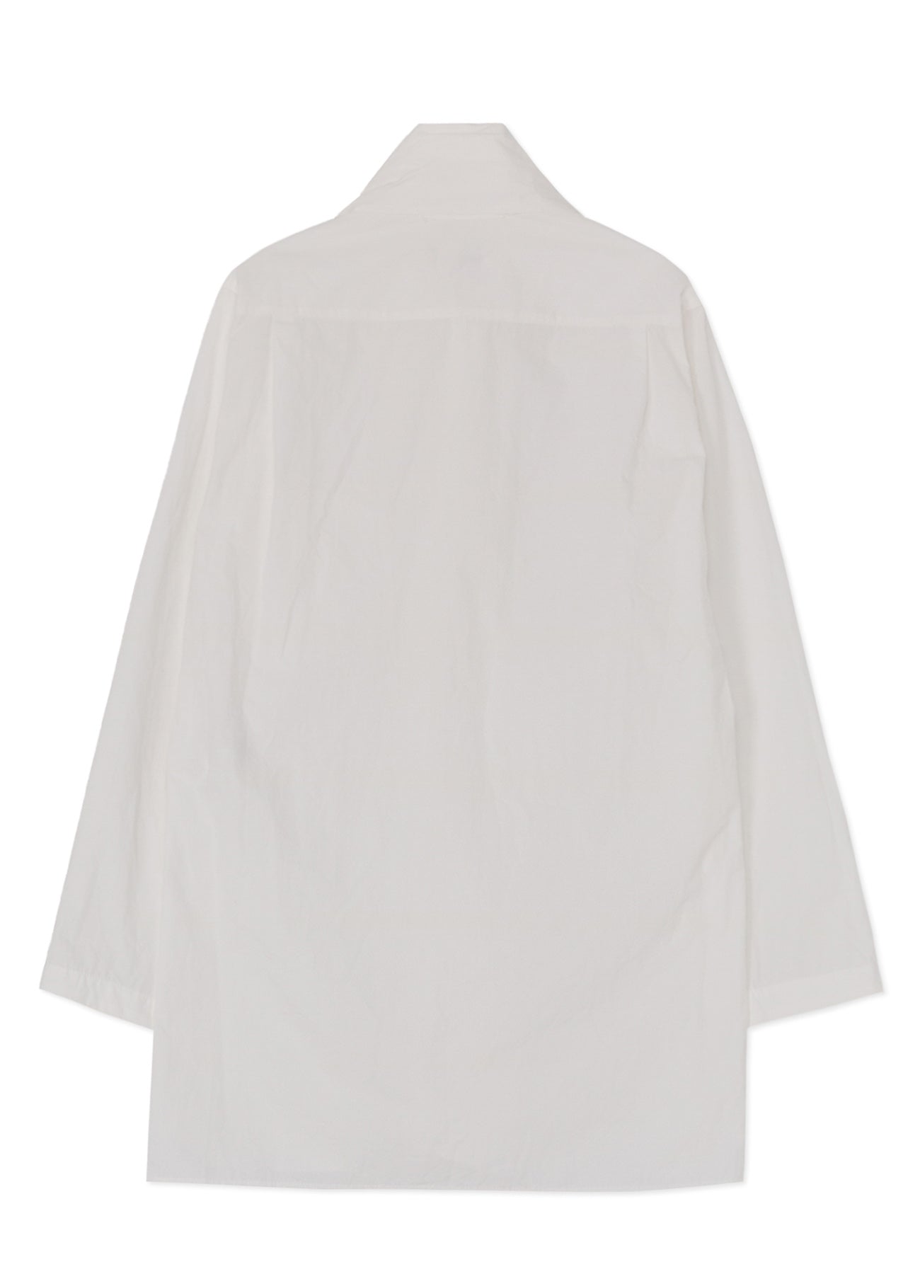 COTTON/LINEN WASHER TYPEWRITER ASYMMETRICAL STOLE COLLAR SHIRT