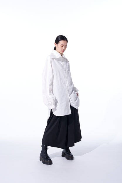 COTTON/LINEN WASHER TYPEWRITER BIG-COLLARED SHIRT