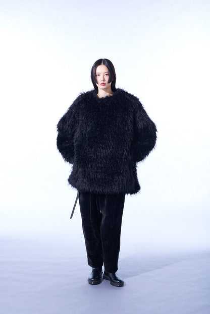 SHAGGY FUR CREW NECK PULLOVER
