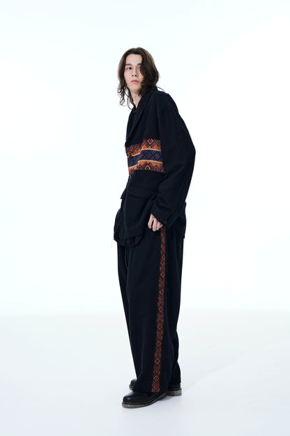 FLANNEL + ECUADORIAN WOVEN BRAID SIDE-SWITCHING PANTS