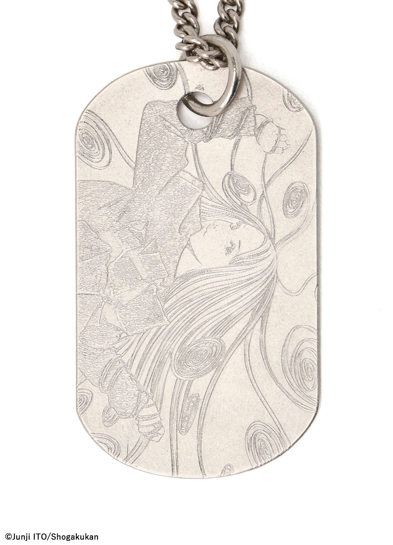 S'YTE × JUNJI ITO -UZUMAKI- KIRIE WEARING YOHJI YAMAMOTO DOG TAG NECKLACE