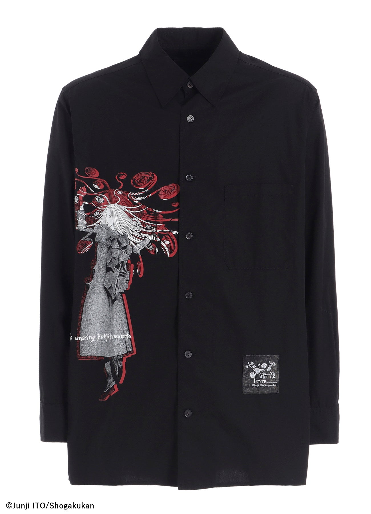 S'YTE × JUNJI ITO -UZUMAKI- KIRIE WEARING YOHJI YAMAMOTO PRINTED SHIRT