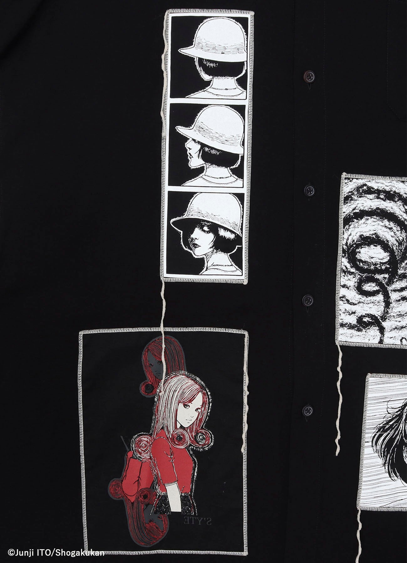 S'YTE × JUNJI ITO -UZUMAKI- PRINTED PATCH OMNIBUS LONG SHIRT