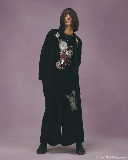 S'YTE × JUNJI ITO -UZUMAKI- KIRIE WEARING YOHJI YAMAMOTO DRAPE COAT