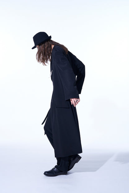CREPE DE CHINE OVERSIZED NOTCHED LAPEL LONG JACKET