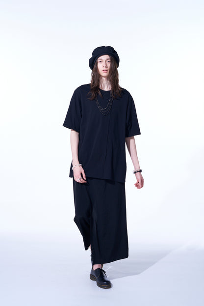 COTTON JERSEY VERTICALLY GRAFTED T-SHIRT WITH HEM SLITS