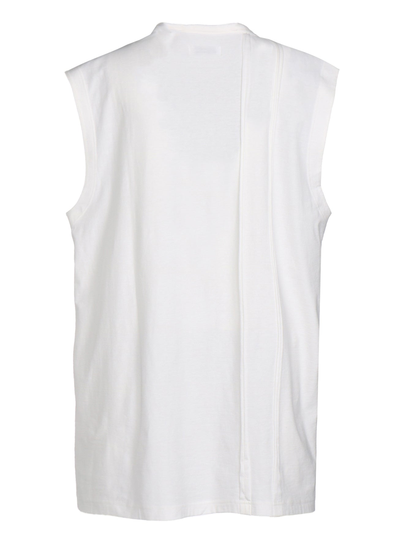 COTTON JERSEY VERTICALLY GRAFTED SLEEVELESS TOP WITH HEM SLIT