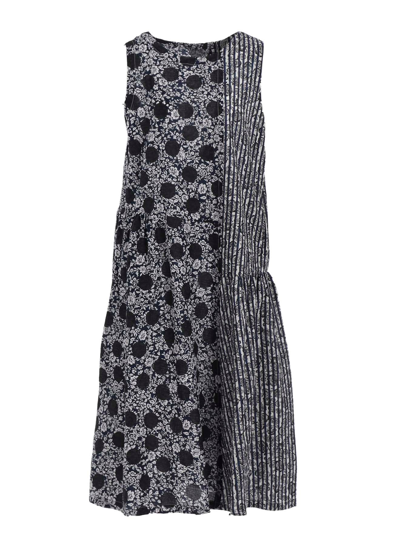 COTTON RIPPLE PRINT SWITCHING NO SLEEVE ONE PIECE