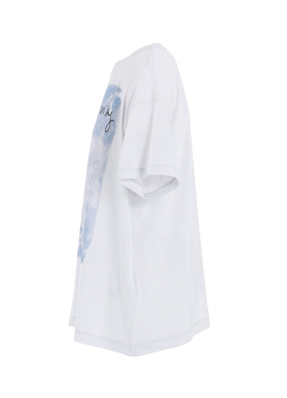COTTON RAYON JERSEY FUZZY PRINT SHIRT