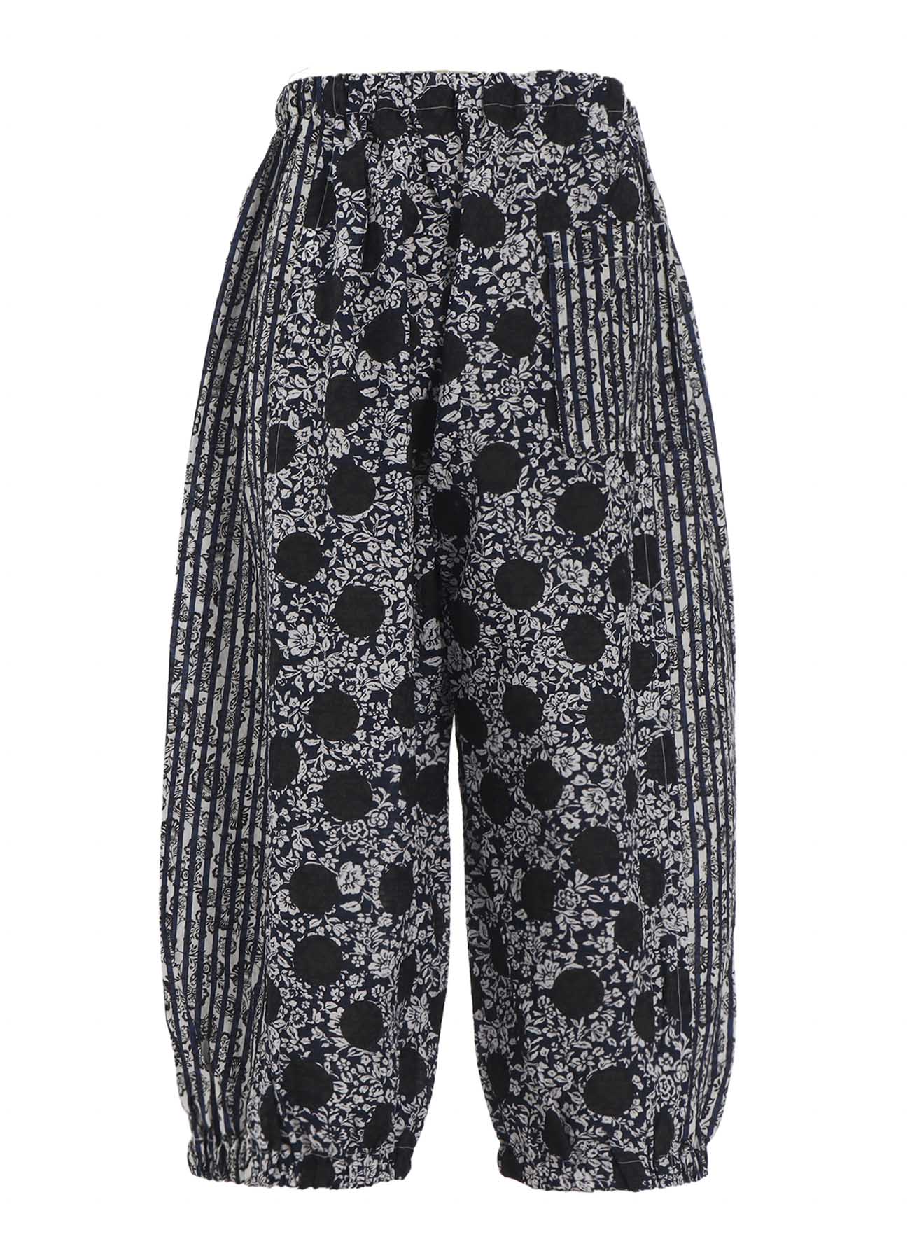 COTTON RIPPLE PRINT SWITCHING PANTS