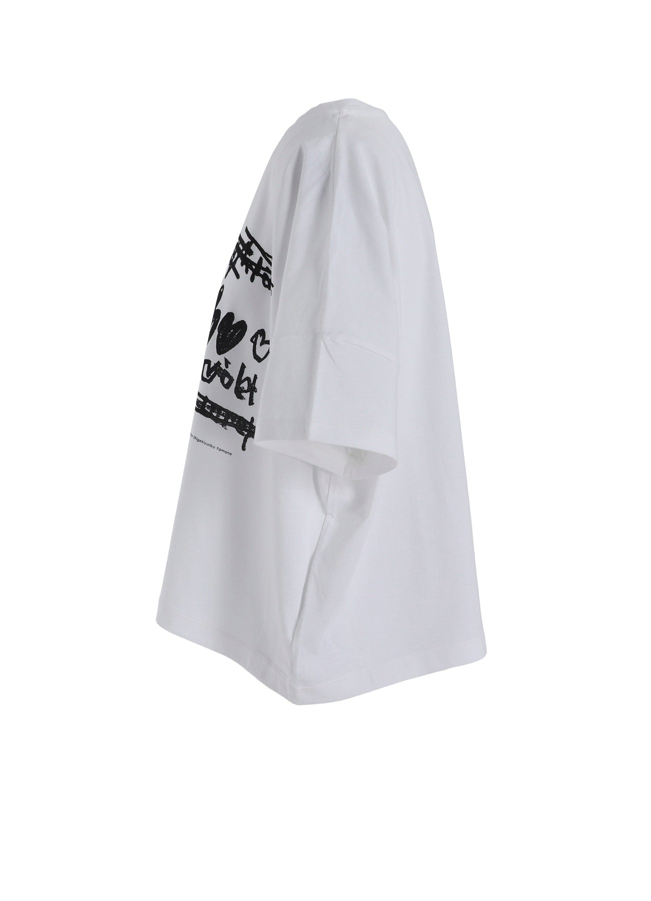 COTTON JERSEY HEART PRINT WIDE SHORT SHIRT