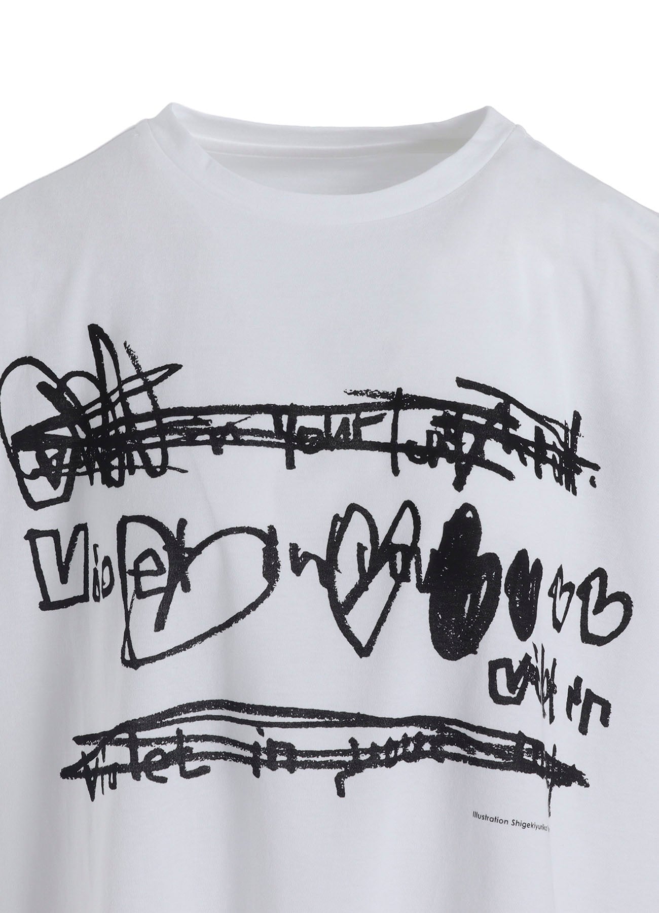 COTTON JERSEY HEART PRINT WIDE SHORT SHIRT
