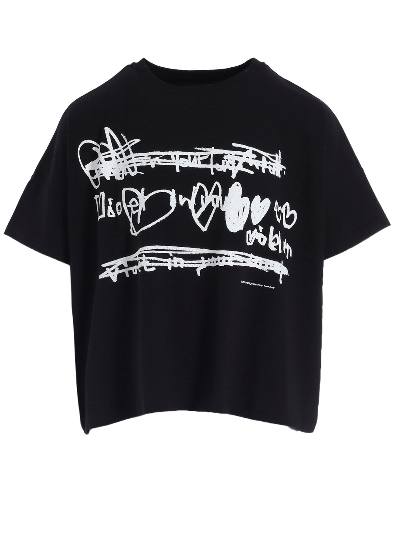 COTTON JERSEY HEART PRINT WIDE SHORT SHIRT