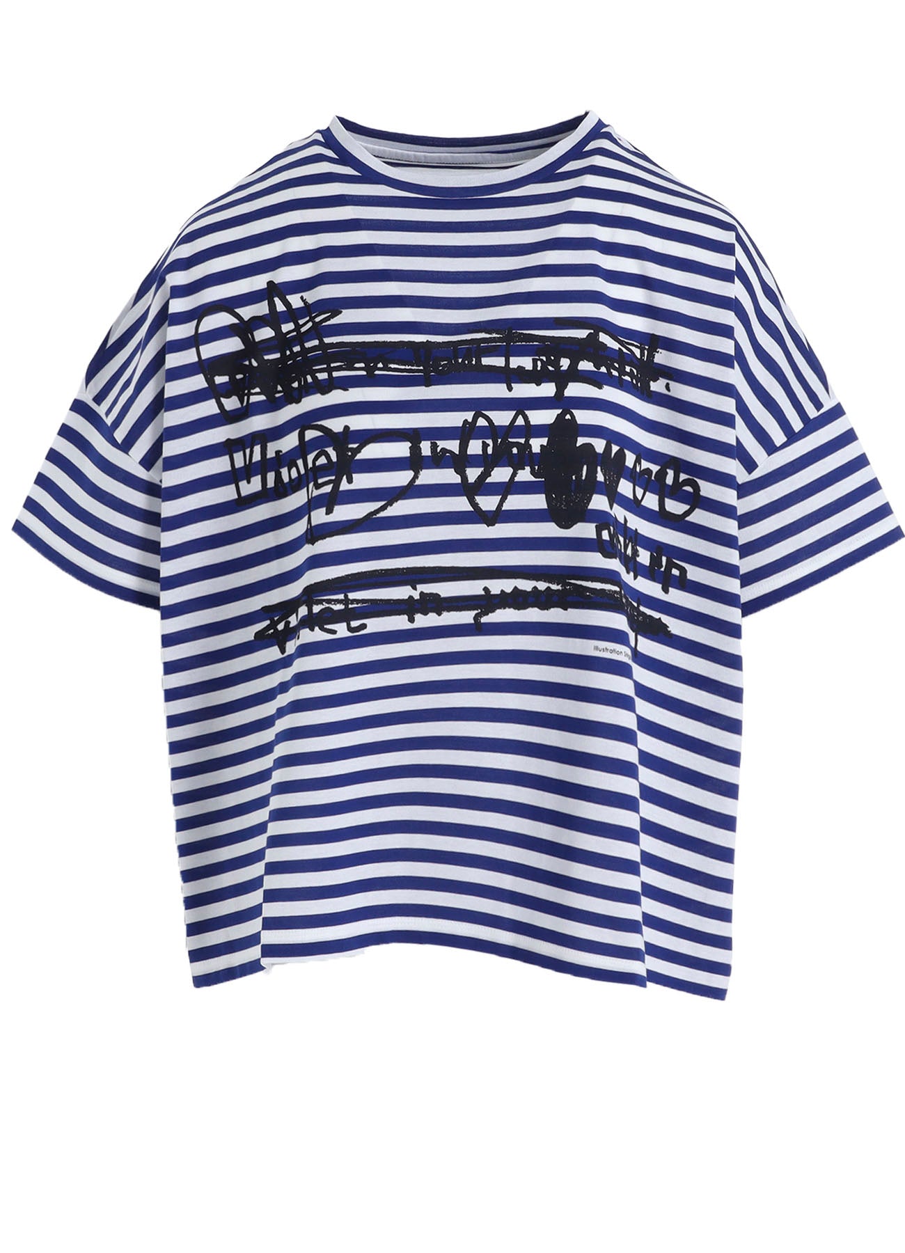 60/2 COTTON JERSEY BORDER HEART PRINT WIDE SHORT SHIRT