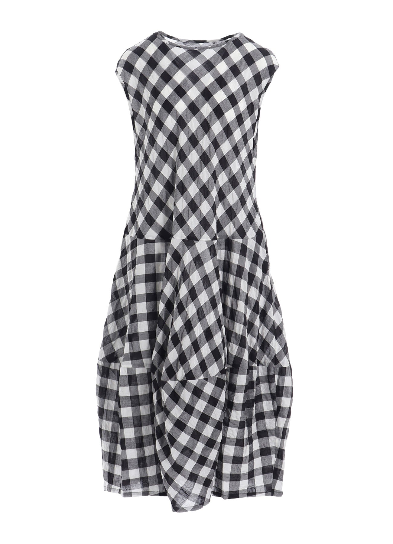 SHIRRING PLAID JUMPER DRESS