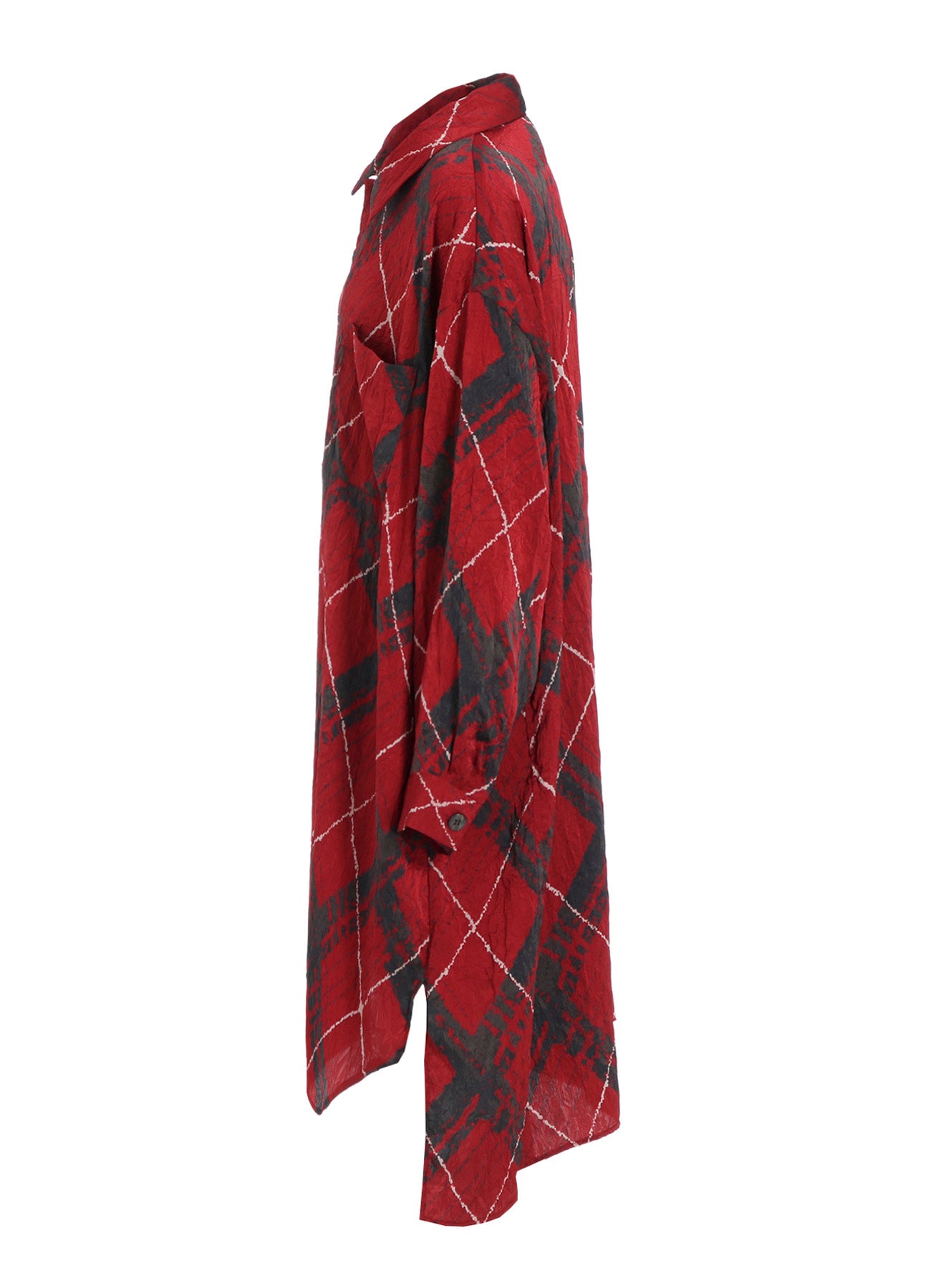 WASHER BIAS PLAID PRINT LONG SHIRT