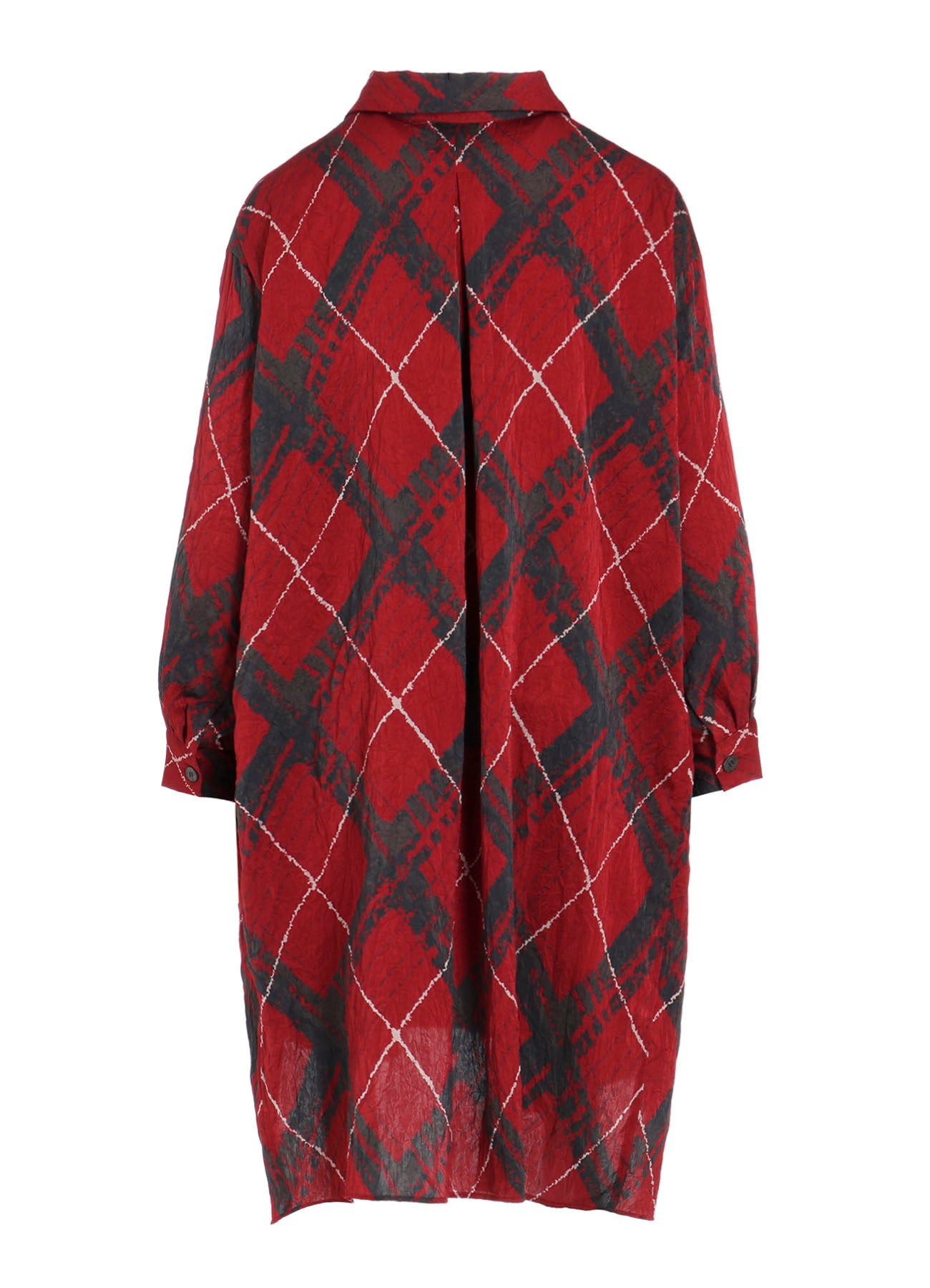 WASHER BIAS PLAID PRINT LONG SHIRT