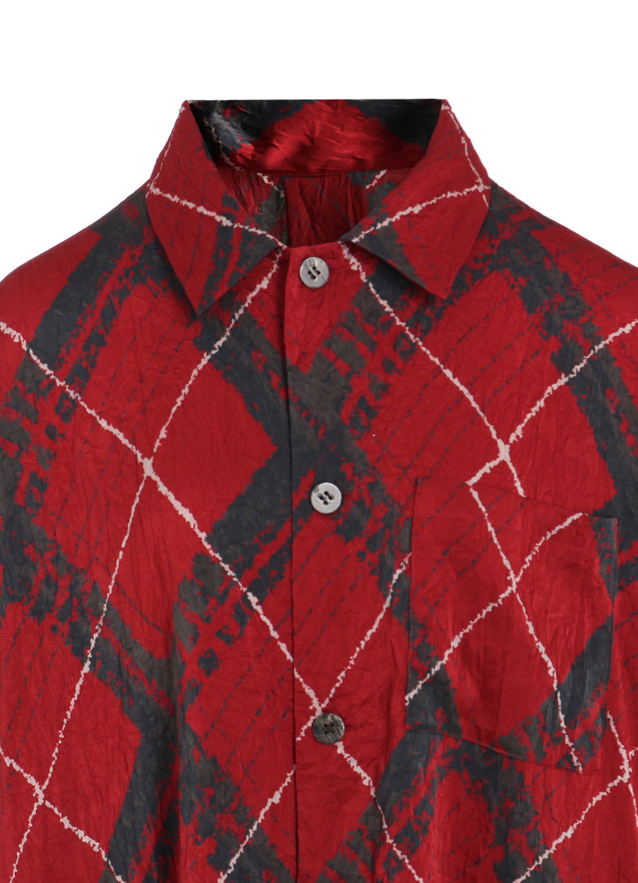 WASHER BIAS PLAID PRINT LONG SHIRT