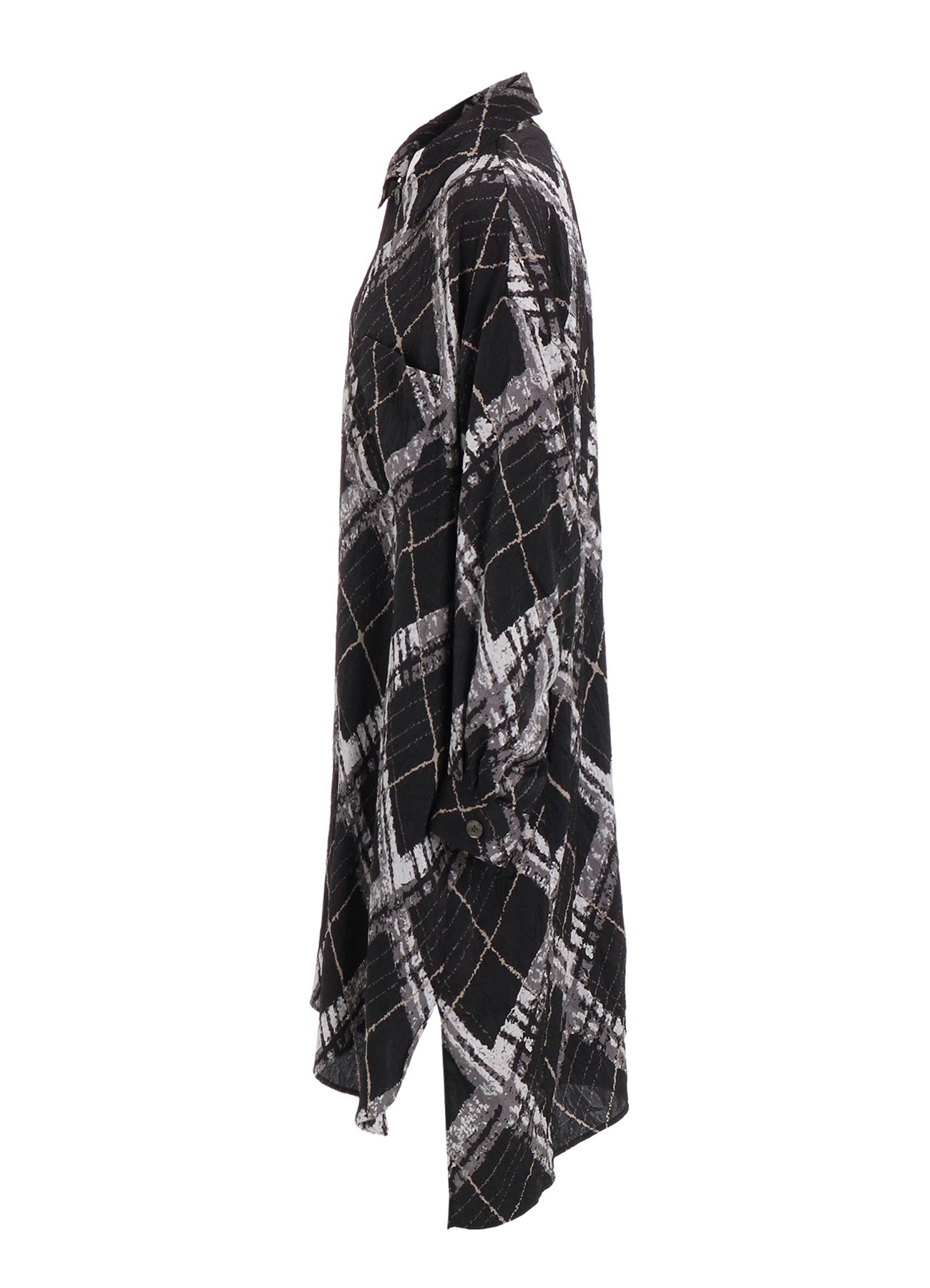 WASHER BIAS PLAID PRINT LONG SHIRT