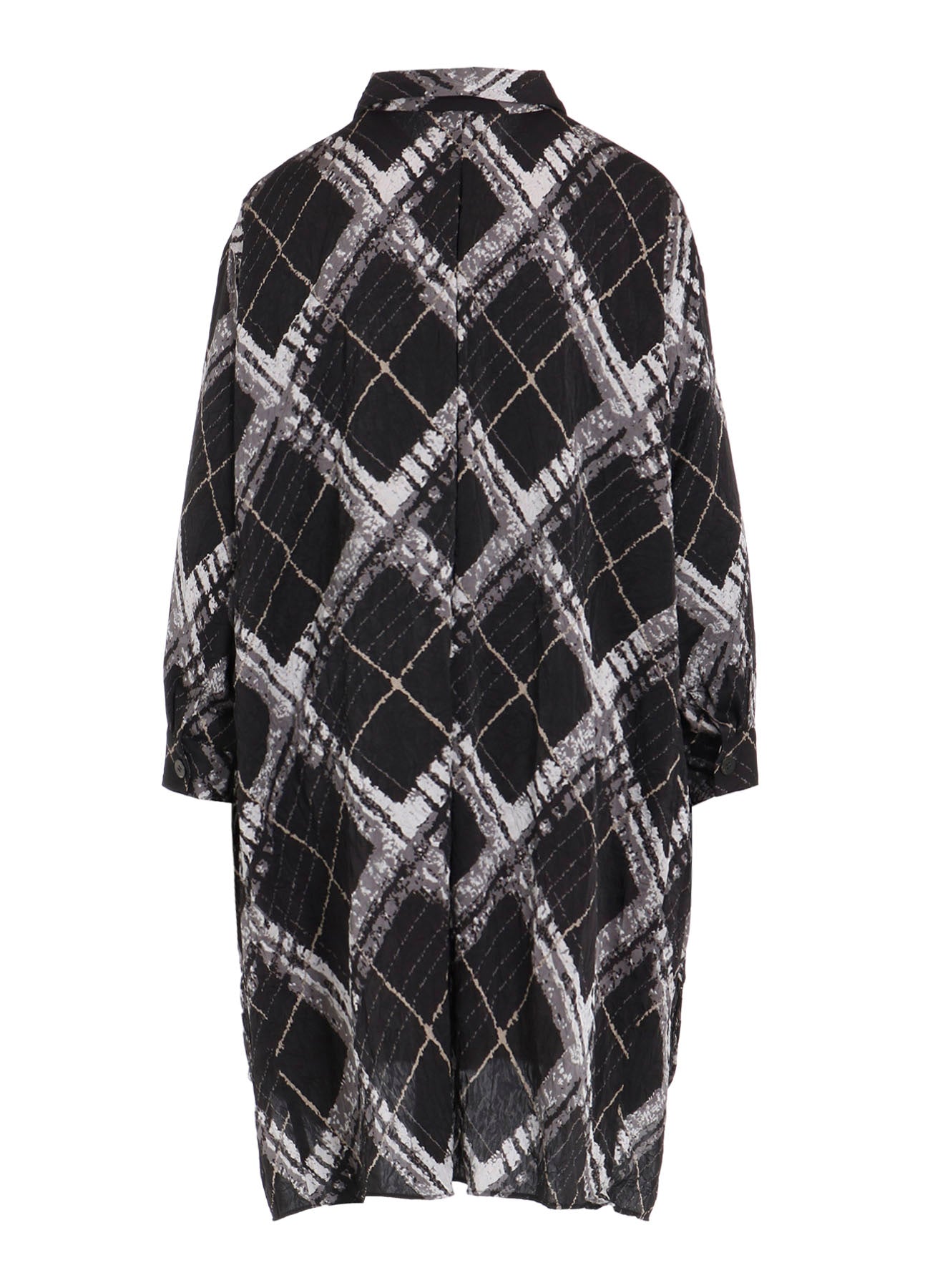 WASHER BIAS PLAID PRINT LONG SHIRT