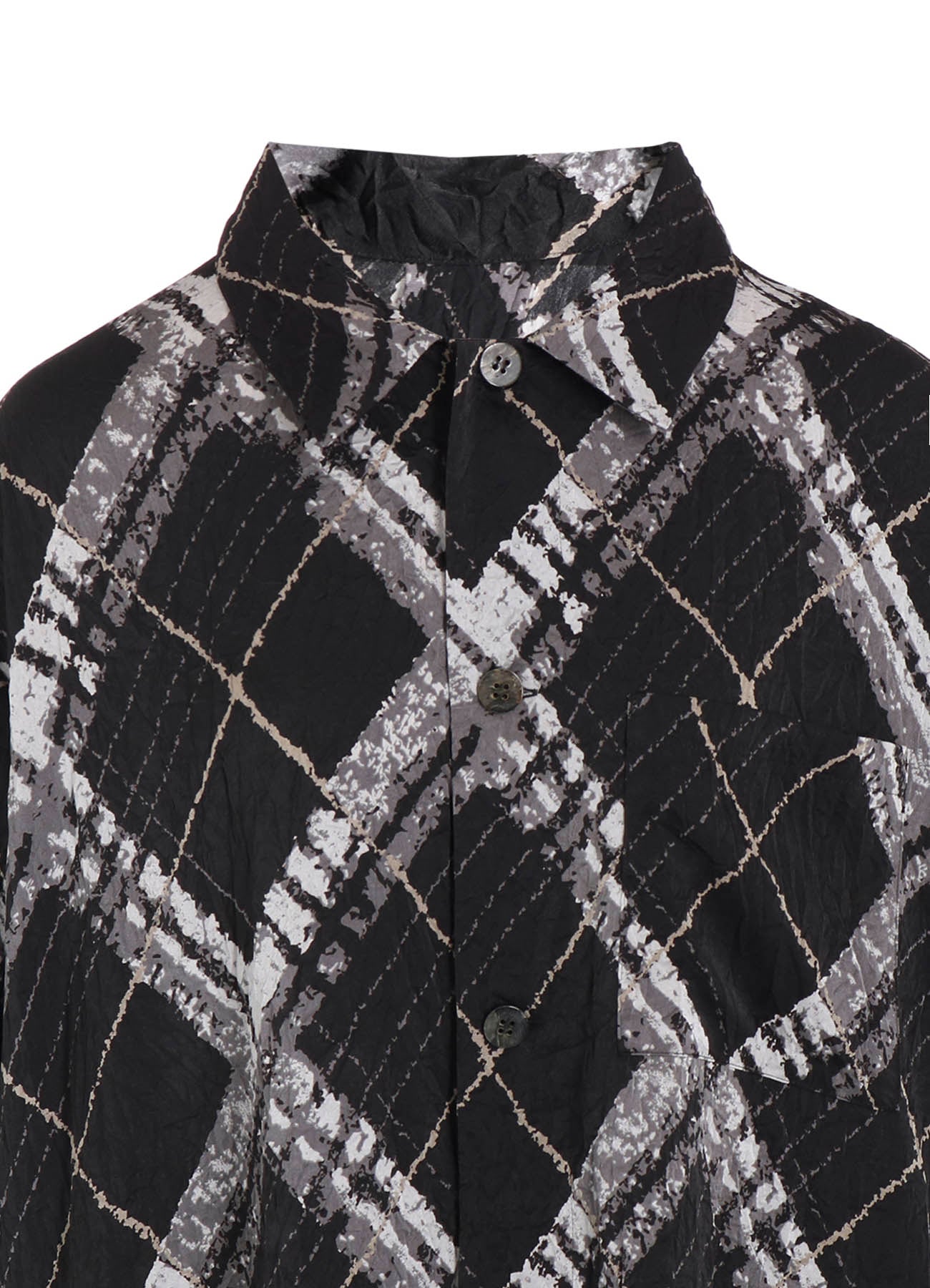 WASHER BIAS PLAID PRINT LONG SHIRT