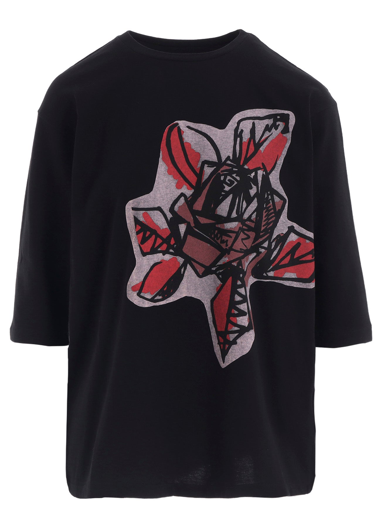 SOFT COTTON JERSEY WILD FLOWER PRINT 3/4 SLEEVE SHIRT