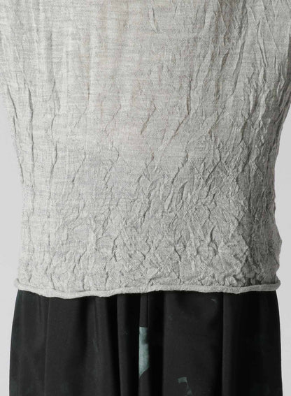 WOOL WRINKLE ROUND NECK LONG SLEEVE T-SHIRT