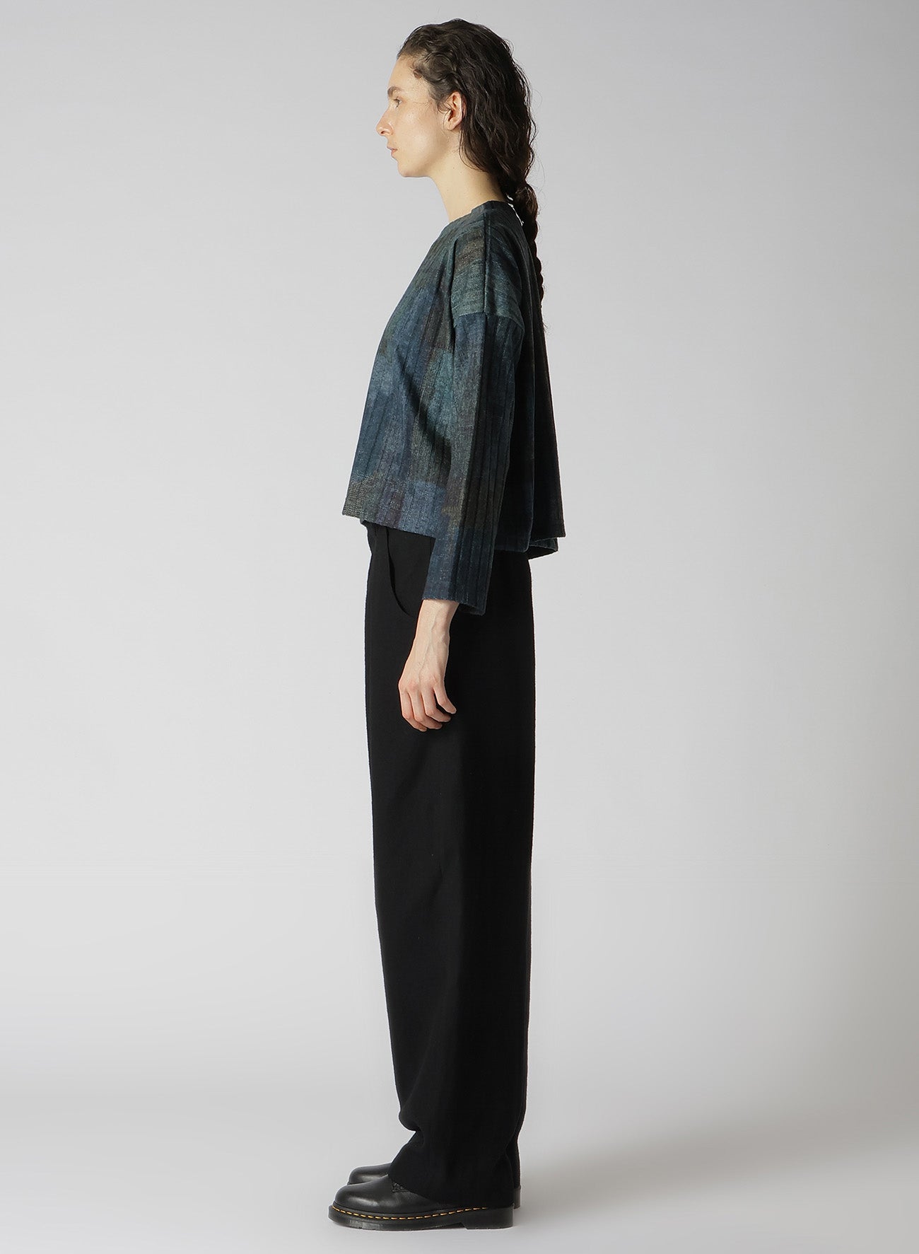 GRADATION PRINT LONG SLEEVE CROPPED T-SHIRT