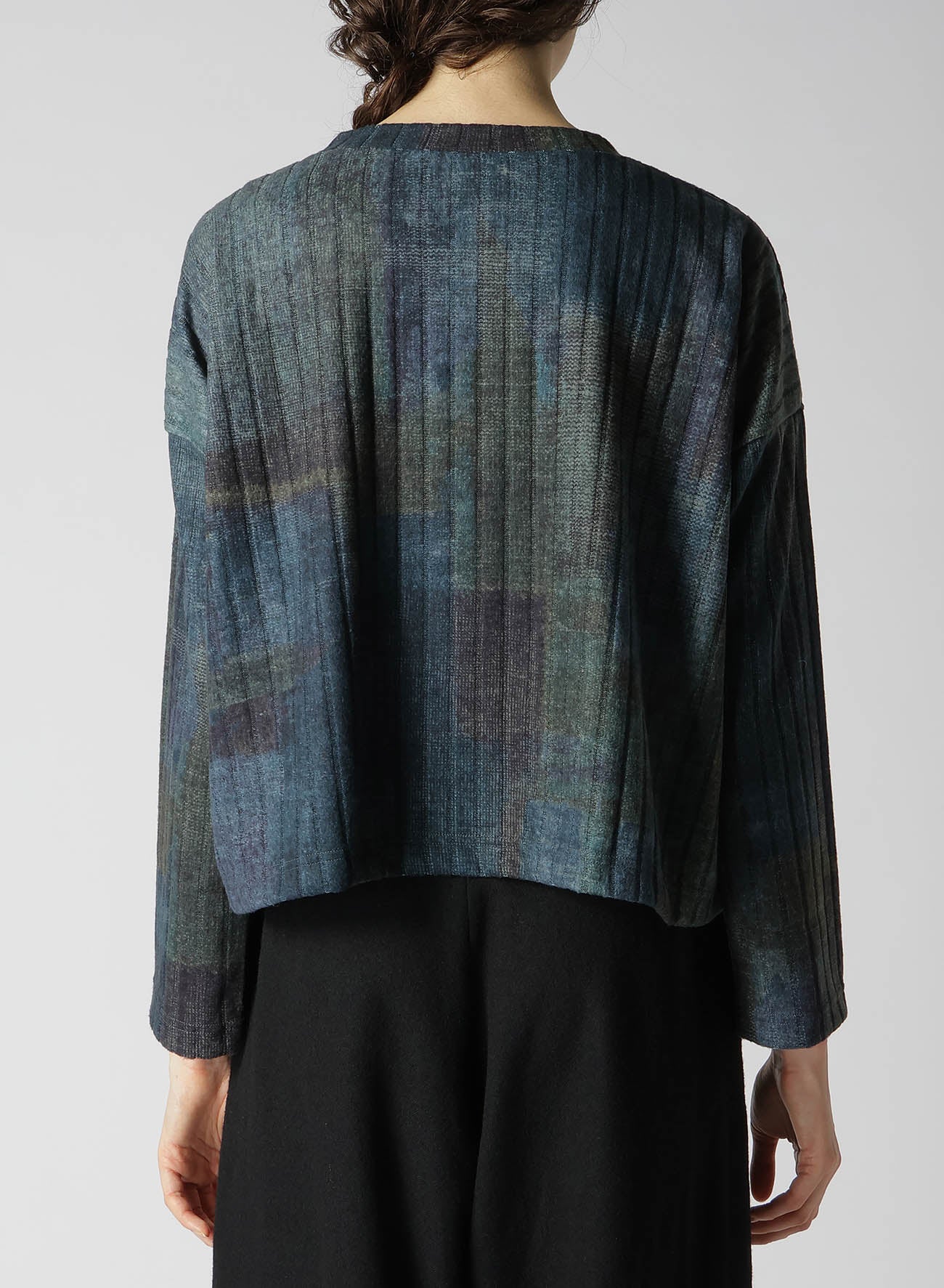 GRADATION PRINT LONG SLEEVE CROPPED T-SHIRT
