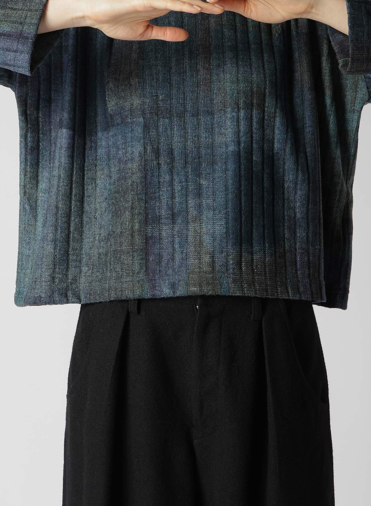 GRADATION PRINT LONG SLEEVE CROPPED T-SHIRT